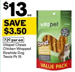 Woolworths Vitapet Chewz Chicken Wrapped Rawhide Dog Treats offer
