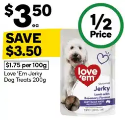 Woolworths Love 'Em Jerky Dog Treats offer