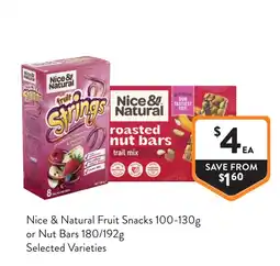 Foodworks Nice & Natural Fruit Snacks or Nut Bars offer