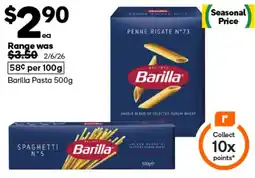Woolworths Barilla Pasta offer