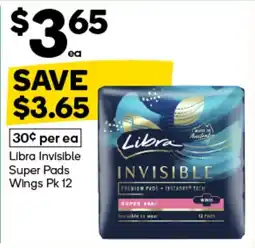 Woolworths Libra Invisible Super Pads Wings offer