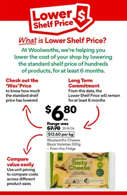 Woolworths Woolworths Cheese Block Varieties 500g offer