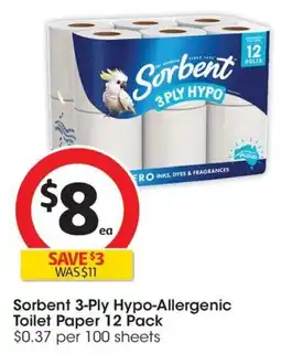 Coles Sorbent 3-Ply Hypo-Allergenic Toilet Paper offer