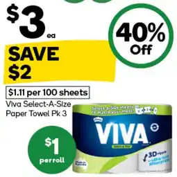 Woolworths Viva Select-A-Size Paper Towel offer
