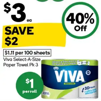 Woolworths Viva Select-A-Size Paper Towel offer