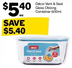 Woolworths Decor Vent & Seal Glass Oblong Container offer