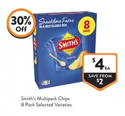 Foodworks Smith's Multipack Chips 8 Pack Selected Varieties offer