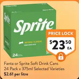 Foodworks Fanta or Sprite Soft Drink Cans offer