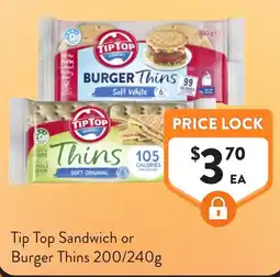 Foodworks Tip Top Sandwich or Burger Thins offer