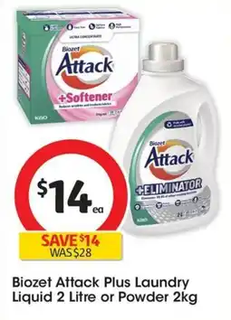 Coles Biozet Attack Plus Laundry Liquid or Powder offer
