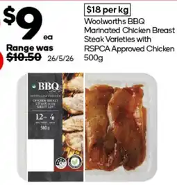 Woolworths Woolworths BBQ Marinated Chicken Breast Steak Varieties offer