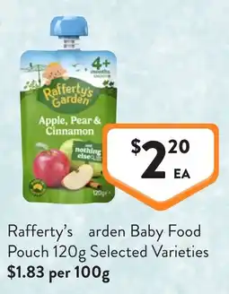 Foodworks Rafferty's Garden Baby Food Pouch Selected Varieties offer