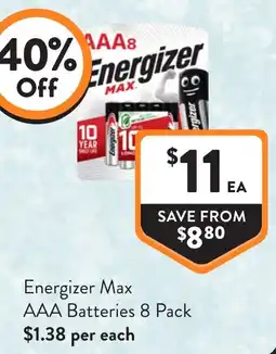 Foodworks Energizer Max AAA Batteries offer