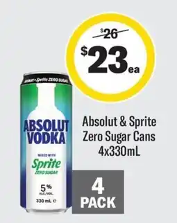 Coles Absolut & Sprite Zero Sugar Cans offer