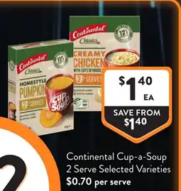 Foodworks Continental Cup-a-Soup 2 Serve Selected Varieties offer