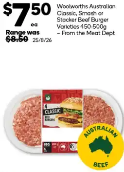 Woolworths Woolworths Australian Classic Beef Burger offer