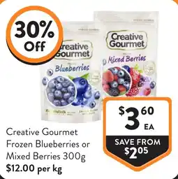 Foodworks Creative Gourmet Frozen Blueberries or Mixed Berries offer