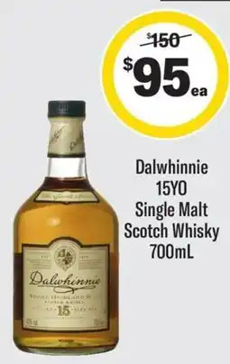Coles Dalwhinnie 15YO Single Malt Scotch Whisky offer