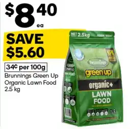 Woolworths Brunnerings Green Up Organic+ Lawn Food offer