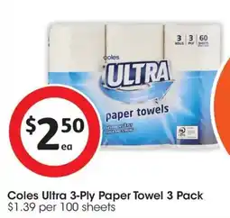 Coles Coles Ultra 3-Ply Paper Towel offer