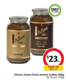 Coles Vittoria Freeze Dried Instant Coffee offer