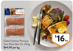Foodworks Global Salmon Portions Twin Pack Skin On offer