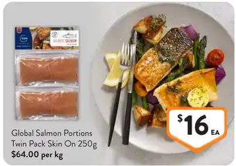 Foodworks Global Salmon Portions Twin Pack Skin On offer