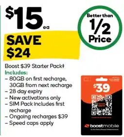 Woolworths Boost $39 Starter Pack offer