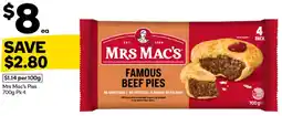 Woolworths Mrs Mac's Famous Beef Pies offer