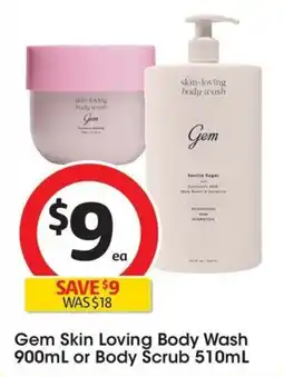 Coles Gem Skin Loving Body Wash or Body Scrub offer