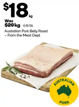 Woolworths Australian Pork Belly Roast offer