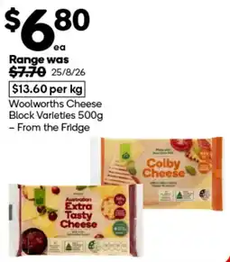 Woolworths Woolworths Cheese Block Varieties offer