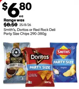 Woolworths Smith's, Doritos or Red Rock Deli Party Size Chips offer