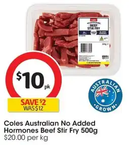 Coles Coles Australian No Added Hormones Beef Stir Fry offer