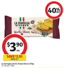 Coles La Famiglia Garlic Bread Slices offer