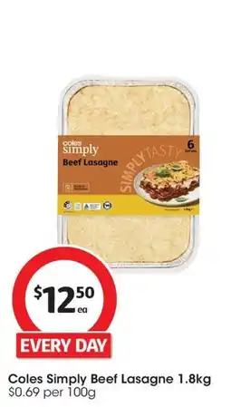 Coles Coles Simply Beef Lasagne offer