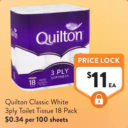 Foodworks Quilton Classic White 3ply Toilet Tissue offer