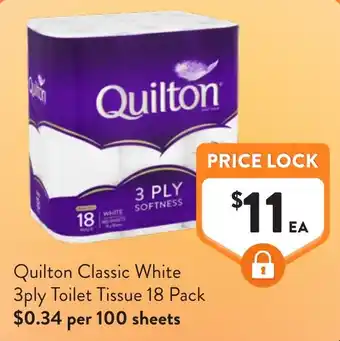 Foodworks Quilton Classic White 3ply Toilet Tissue offer