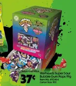 Campbells Wholesale Warheads Super Sour Bubble Gum Pops offer
