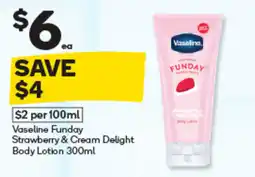Woolworths Vaseline Funday Strawberry & Cream Delight Body Lotion offer