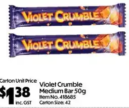 Campbells Wholesale Violet Crumble Medium Bar offer