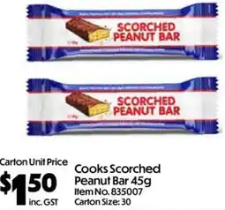 Campbells Wholesale Cooks Scorched Peanut Bar offer