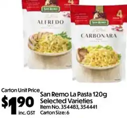 Campbells Wholesale San Remo La Pasta Selected Varieties offer