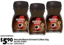 Campbells Wholesale Nescafe Blend 43 Instant Coffee offer