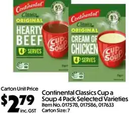 Campbells Wholesale Continental Classics Cup a Soup 4 Pack Selected Varieties offer