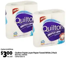 Campbells Wholesale Quilton Triple Layer Paper Towel White offer