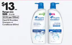 Woolworths Head & Shoulders Shampoo or Conditioner offer