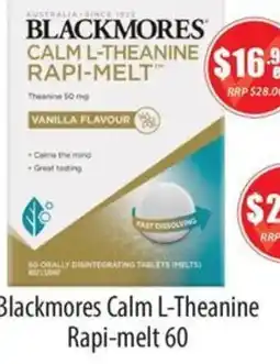 Healthy World Pharmacy Blackmores Calm L-Theanine Rapi-melt offer