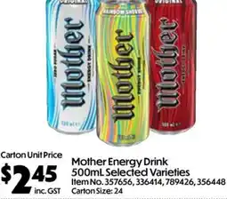 Campbells Wholesale Mother Energy Drink Selected Varieties offer