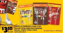 Campbells Wholesale M&M's or Maltesers Grab n Go Size offer